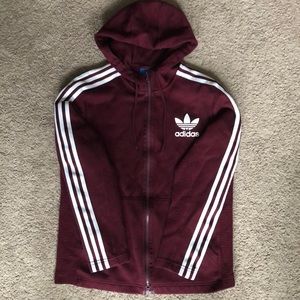 Maroon red Adidas zip up jacket